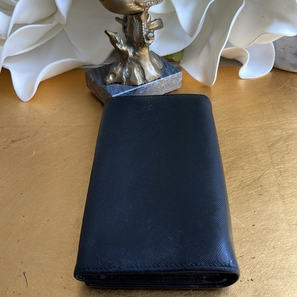 Prada Triangle Logo Long Snap Wallet in Black Saffiano Leather - Picture 5 of 14